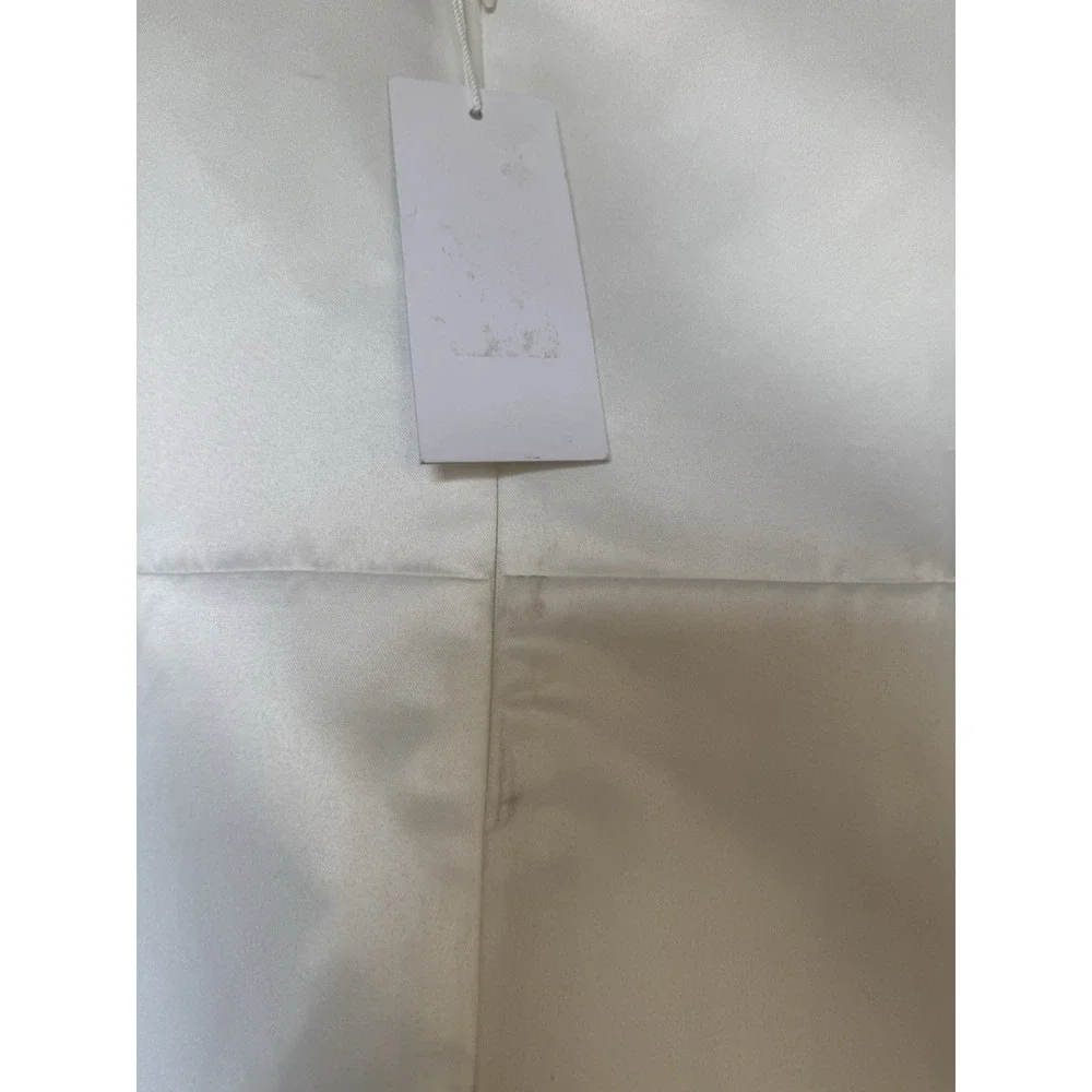 NWT Reformation Zenni Dress‎ Ivory Size 12 Bridal Boat Neck Satin V Neck Mini
